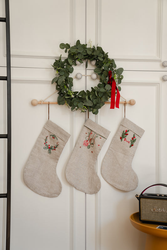 Set of 3 stockings  "Cozy farmhouse"